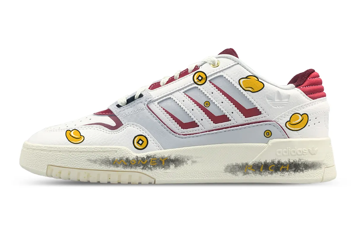 Adidas Originals Drop Step 2.0 Slip Resistant Abrasion Resistant Low top Skateboard Shoes Unisex White Red Gold