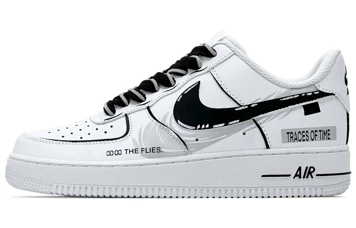 Nike Air Force 1 Leather Abrasion Resistant Low top Skateboard Shoes Men's Black White