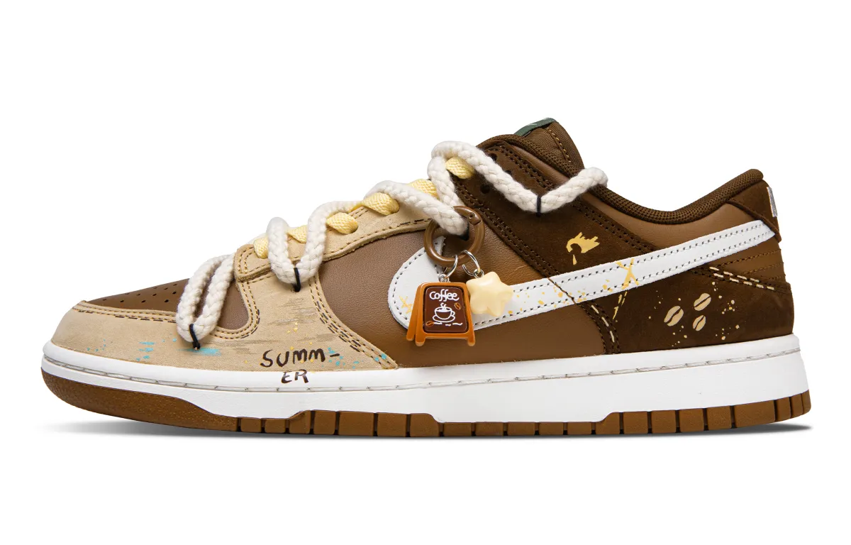 Nike Dunk Butter Latte Abrasion Resistant Abrasion Resistant Low top Skateboard Shoes Unisex White Brown