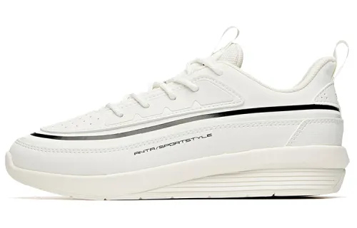 ANTA Skateboard Shoes Women's Low Top Ivory White/Black