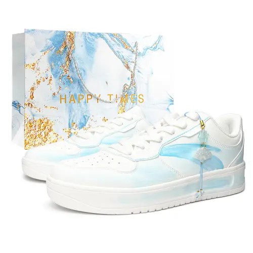 Anta Easy Slip Resistant Lightweight Height Increasing Low top Skateboard Shoes Unisex Sky Blue
