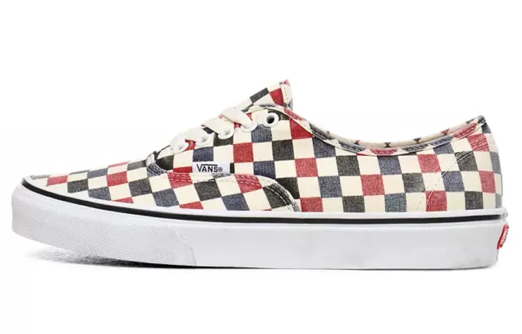 Vans Canvas Low top Skateboard Shoes Unisex Black Red Checkerboard