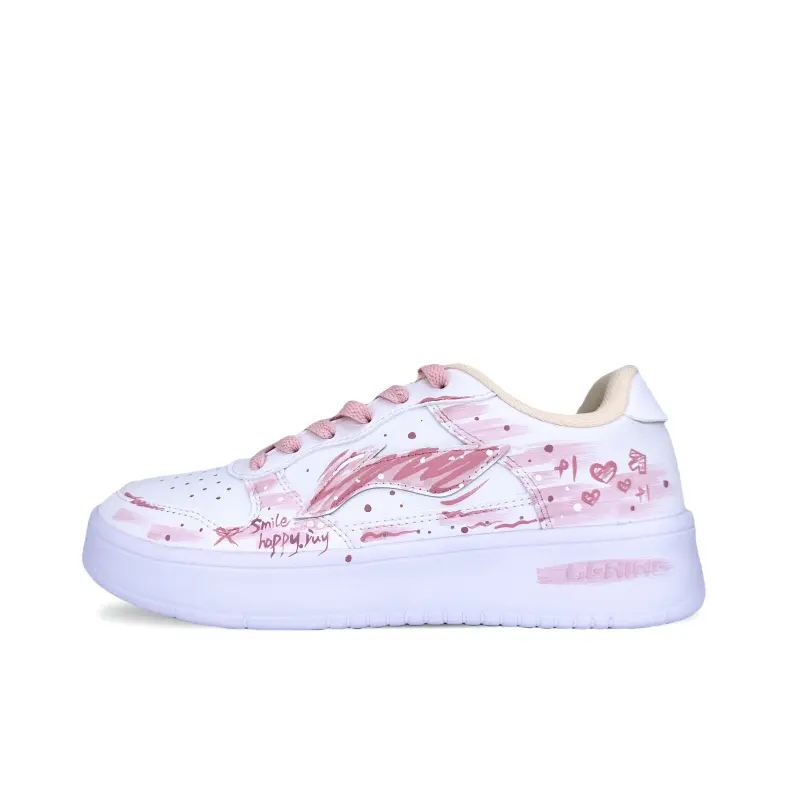 Li Ning Floating Boat Abrasion Resistant Cushioning Low top Skateboard Shoes Unisex Pink