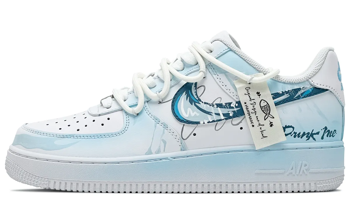 Nike Air Force 1 Abrasion Resistant Low top Skateboard Shoes Men's White Blue