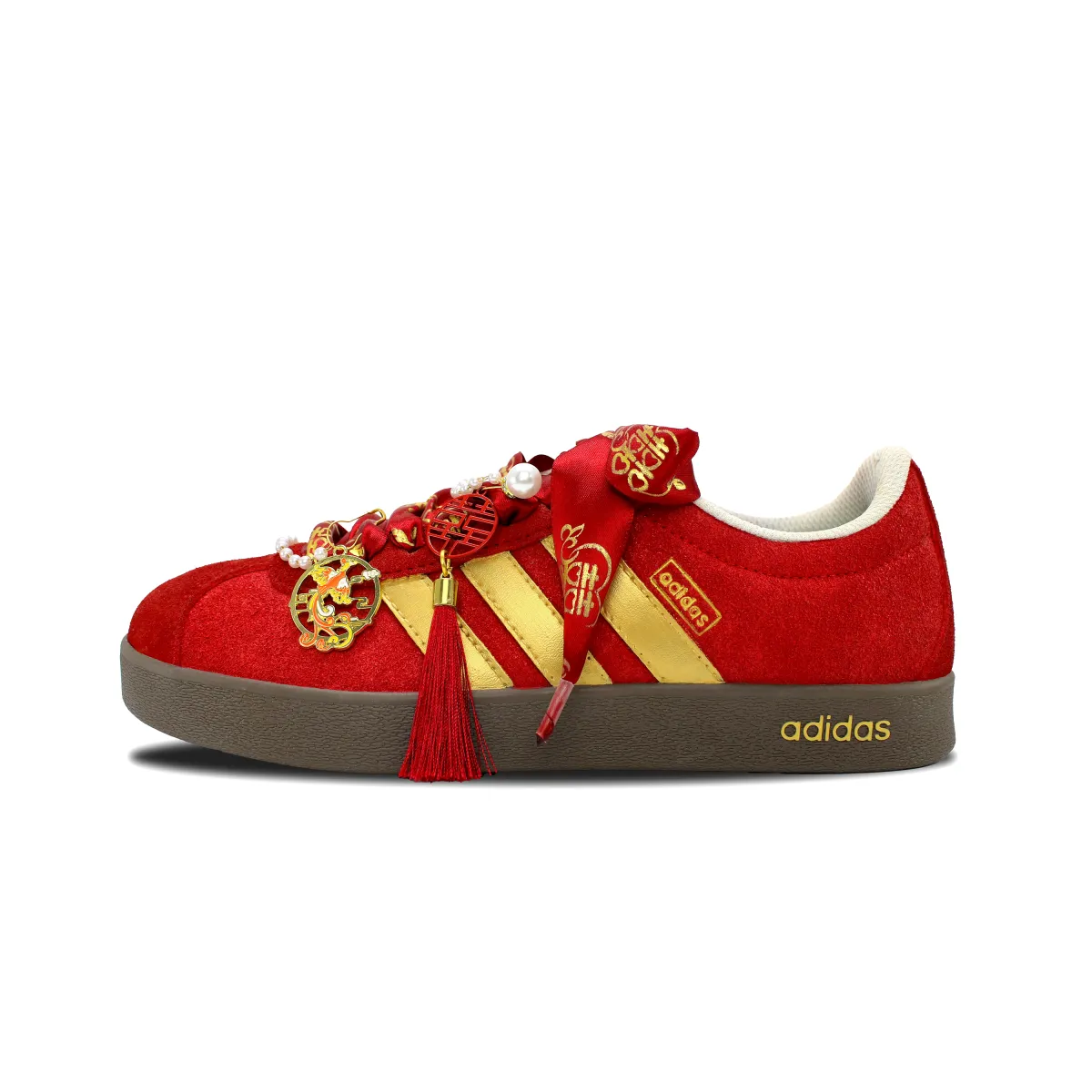 Adidas VL COURT 2.0 Low top Skateboard Shoes Unisex Red Gold
