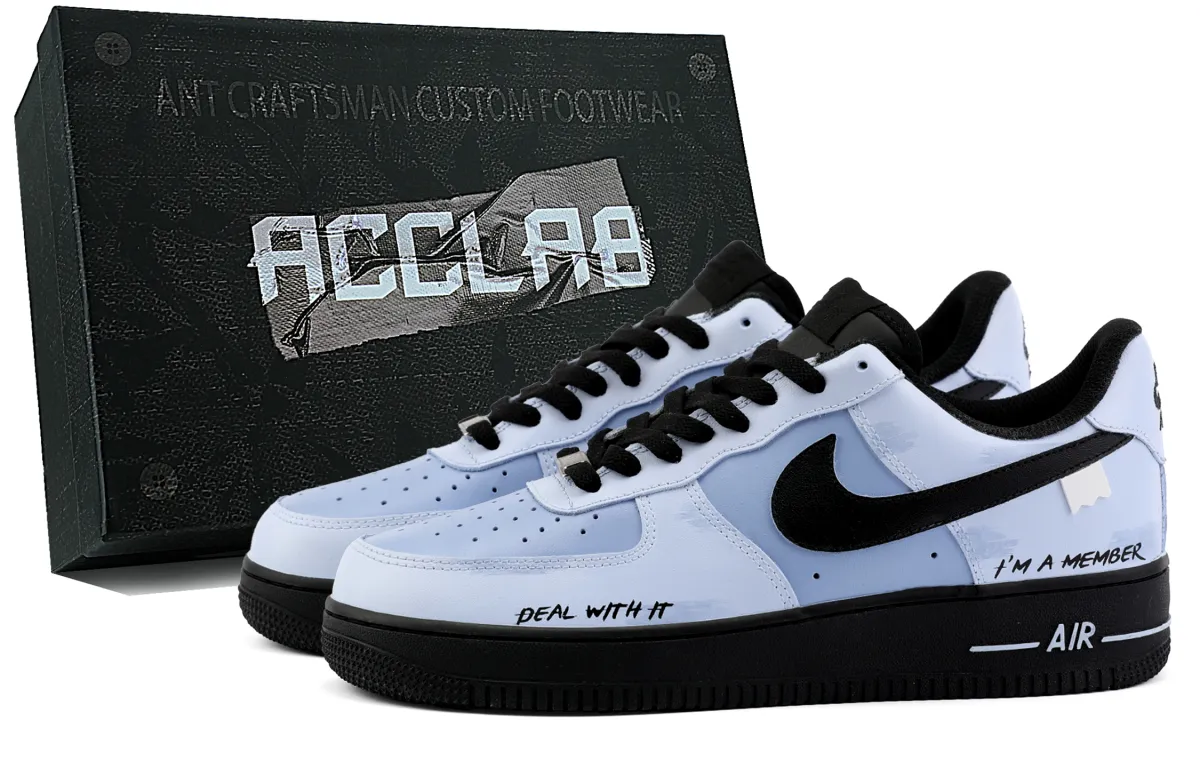 Nike Air Force 1 Height Increasing Low top Skateboard Shoes Unisex Blue Black