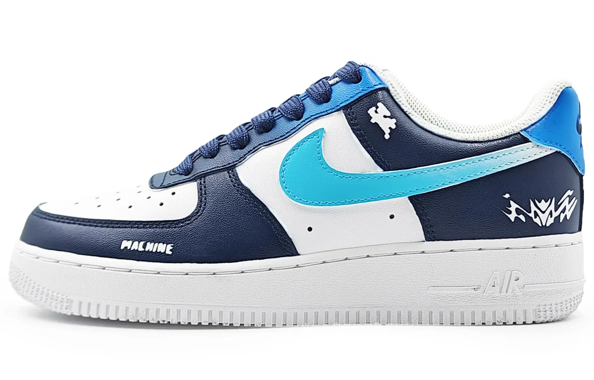 Nike Air Force 1 Abrasion Resistant Low top Skateboard Shoes Men's Dark Blue