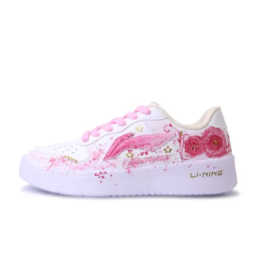Li Ning Floating Boat Butter Rose, Hand Drawn, Graffiti Abrasion Resistant, Lightweight, And Breathable Low top