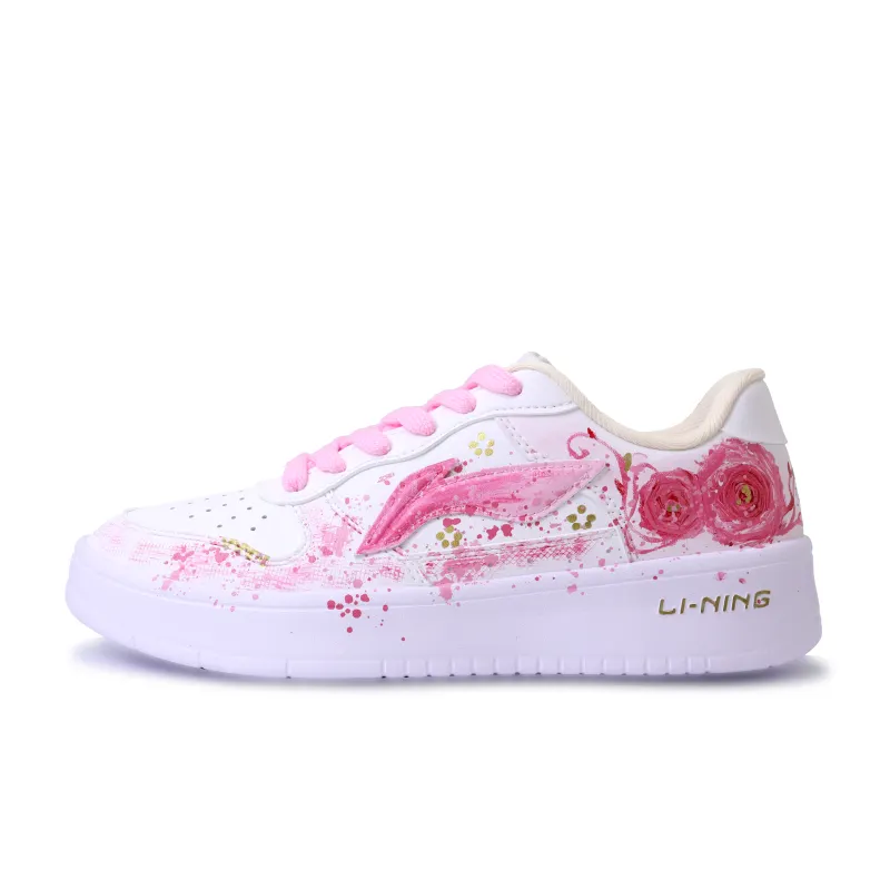 Li Ning Floating Boat Butter Rose, Hand Drawn, Graffiti Abrasion Resistant, Lightweight, And Breathable Low top