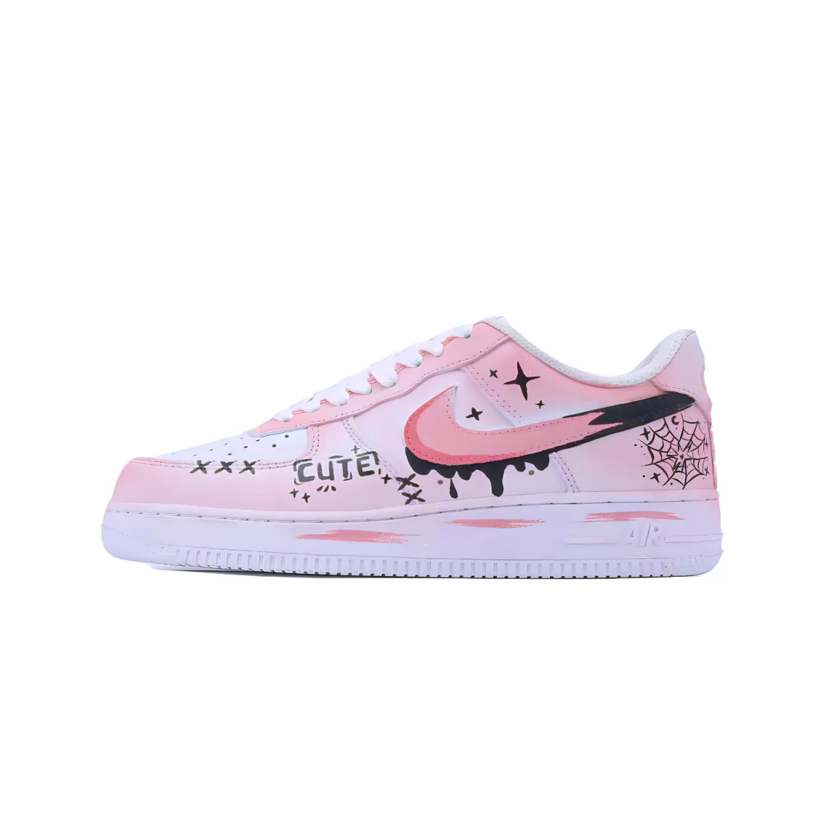 Nike Air Force 1 Novel Point, Sweetheart Spider Trace Slip Resistant Abrasion Resistant Low top Skateboard Shoes Unisex