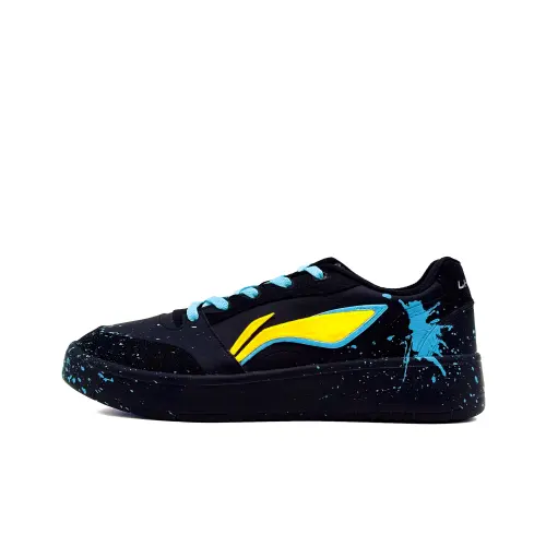 Li Ning Sycee V3 Slip Resistant And Abrasion Resistant Coverage Low top Skateboard Shoes Men's Black Blue Yellow