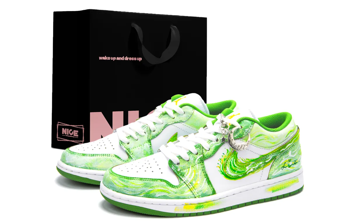 Jordan Air Jordan 1 Abrasion Resistant Abrasion Resistant Low top Skateboard Shoes Unisex Green