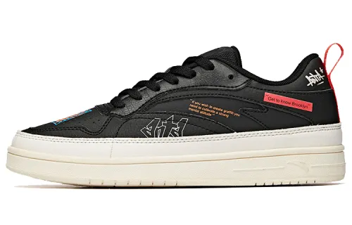 ANTA Skateboard Shoes Women's Low Top Black/Ivory White/Red