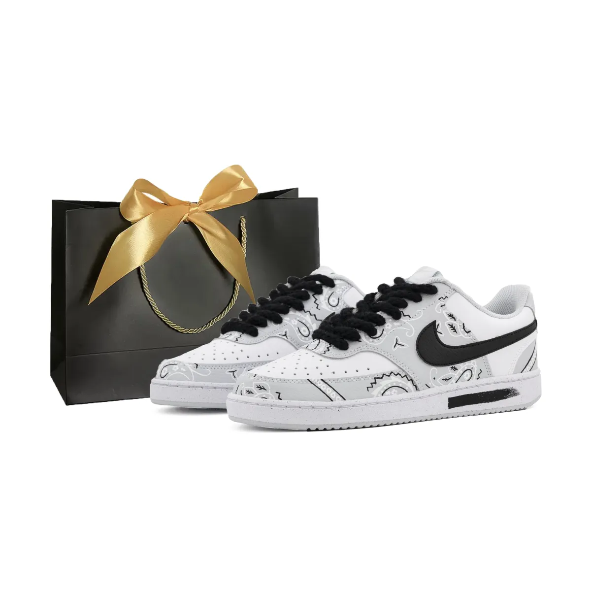 Nike Court Vision Abrasion Resistant Abrasion Resistant Low top Skateboard Shoes Men's White Gray