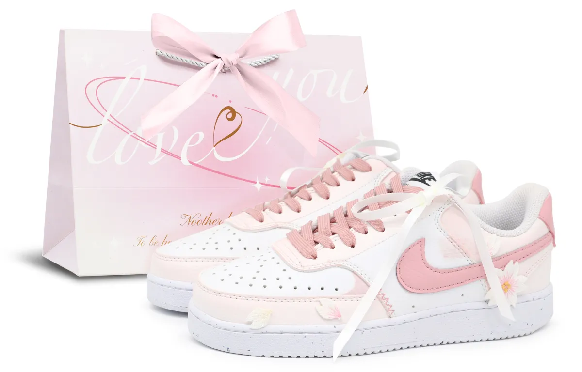 Nike Court Vision 2 Orange Castle, Peach Blossom, Special Shopping Bag, Embroidery, Sweet Style, Atmosphere Comfortable