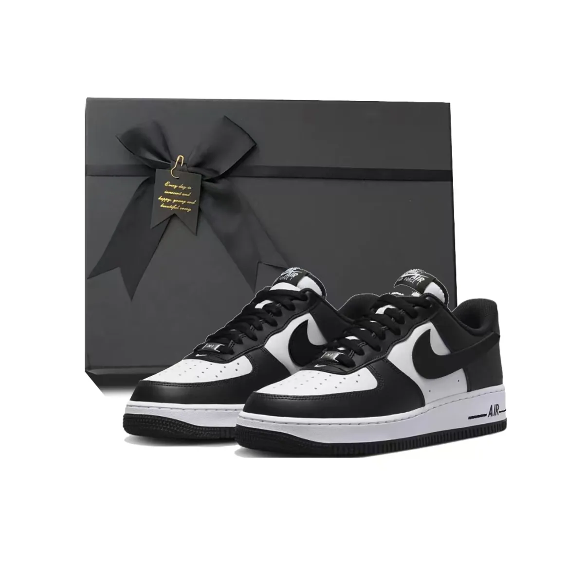 Nike Air Force 1 Slip Resistant Abrasion Resistant Low top Skateboard Shoes Unisex White Black