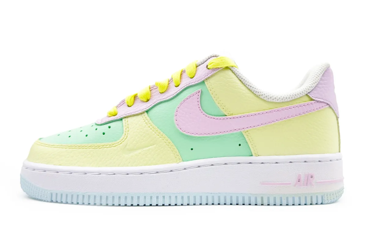 Nike Air Force 1 Abrasion Resistant Low top Skateboard Shoes Women's Pink Yellow Green