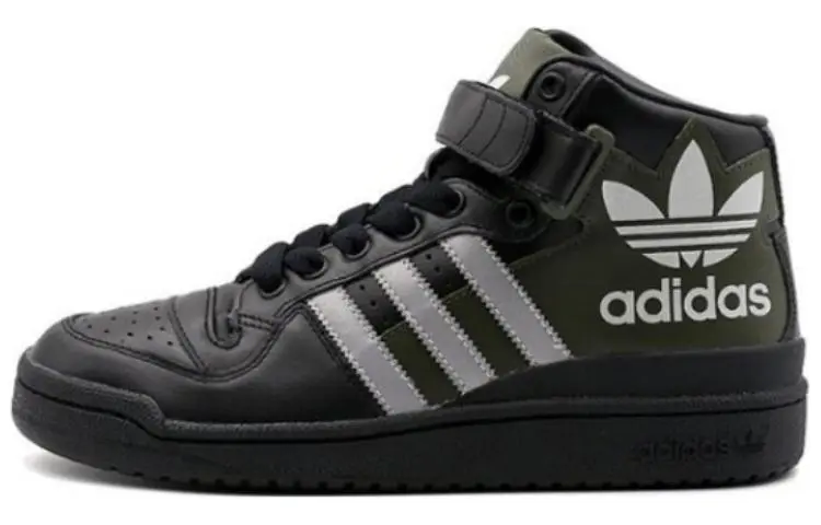 Adidas Originals FORUM Abrasion Resistant Abrasion Resistant Mid top Skateboard Shoes Unisex Black Green
