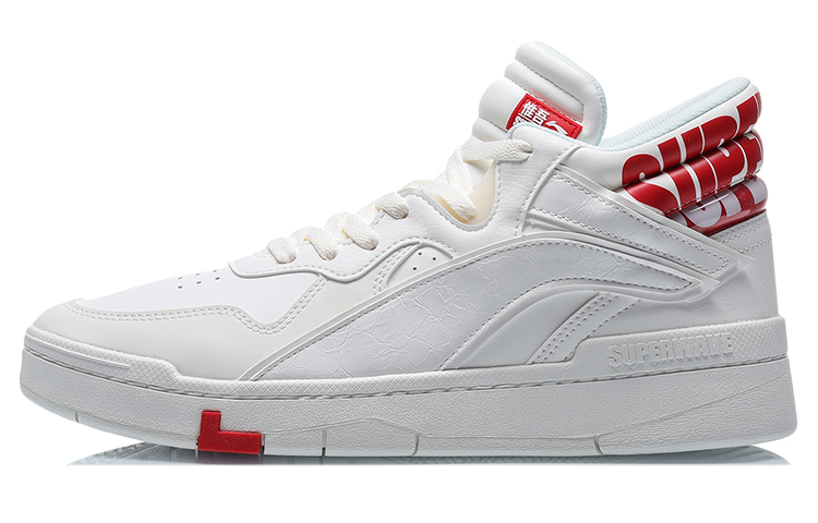 Li Ning Wave Superwave Mid top Skateboard Shoes Men's White Red