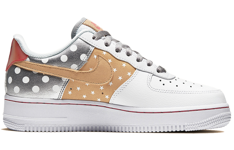 Женские кроссовки Nike Air Force 1 (бело-серые) — Белый / серебристый — фото 2