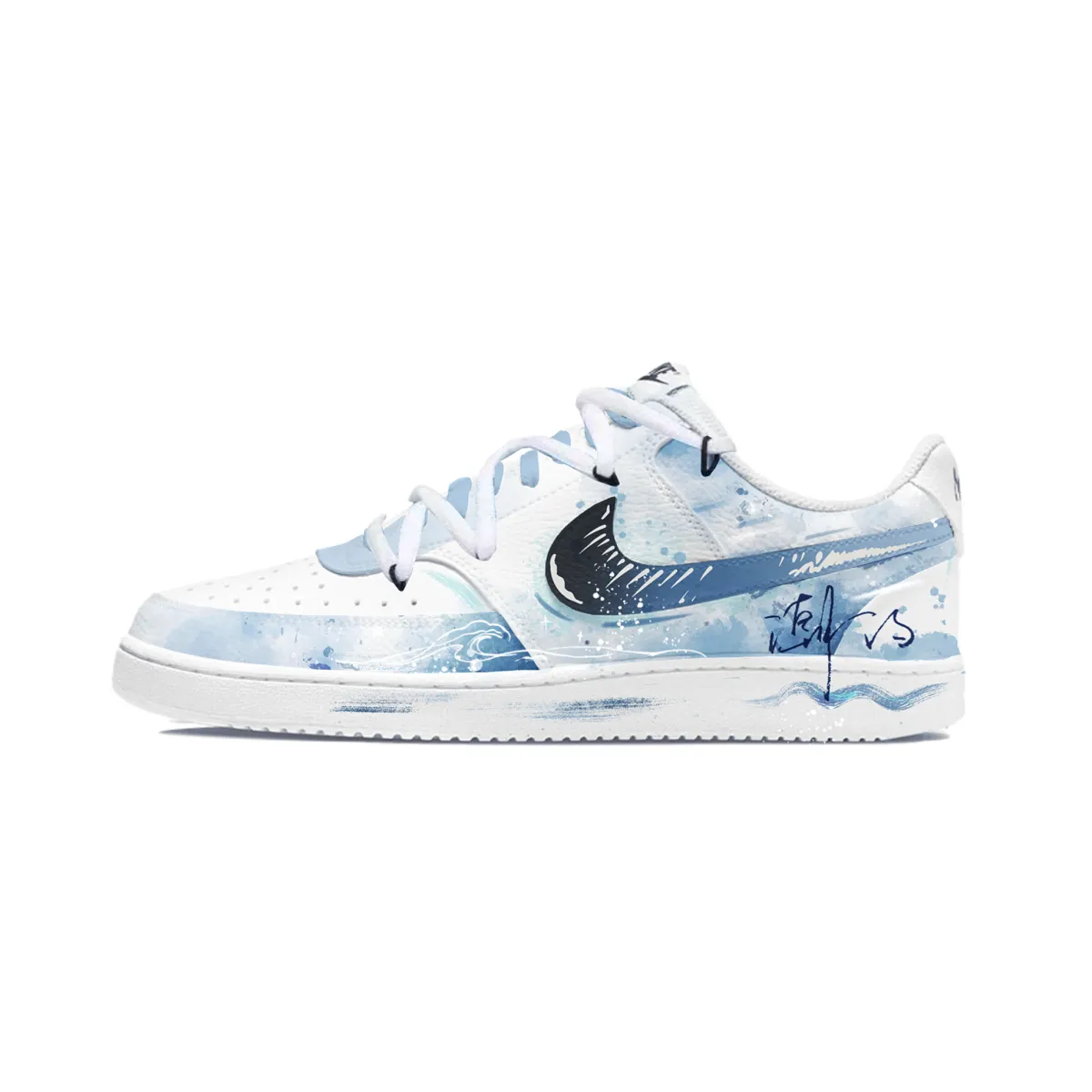 Nike Court Vision 1 Synthetic Leather Low top Skateboard Shoes Men's Lake Blue