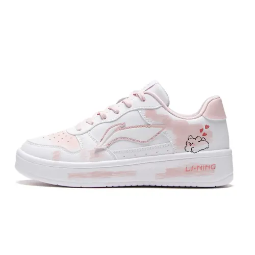 Li Ning Floating Boat Slip Resistant, Abrasion Resistant, Lightweight Low top Skateboard Shoes Women's White Pink