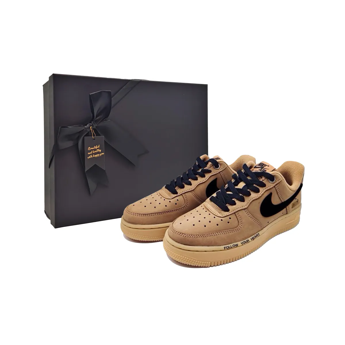 Nike Air Force 1 Slip Resistant Abrasion Resistant Low top Skateboard Shoes Unisex Brown