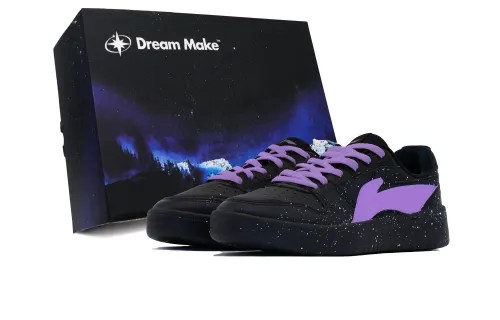 Li Ning Slip Resistant Height Increasing Slip Resistant Height Increasing Low top Skateboard Shoes Men's Black Purple