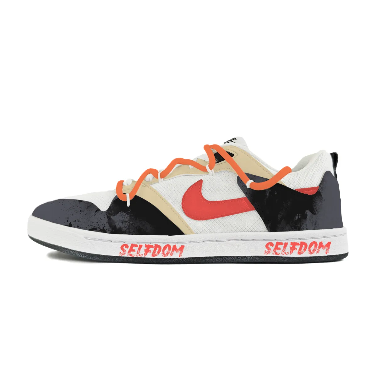 Nike SB Alleyoop Abrasion Resistant Low top Skateboard Shoes Men's White Orange Black