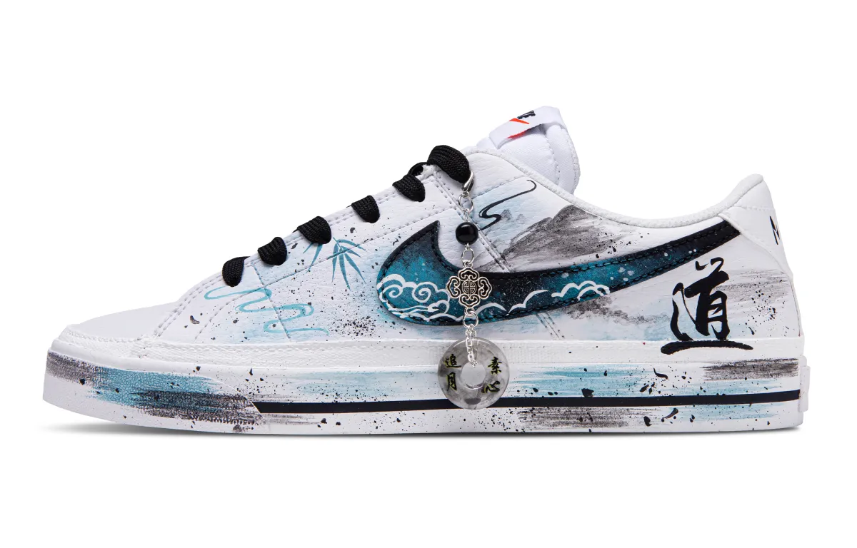 Nike Court Legacy Low top Skateboard Shoes Men's White Cyan