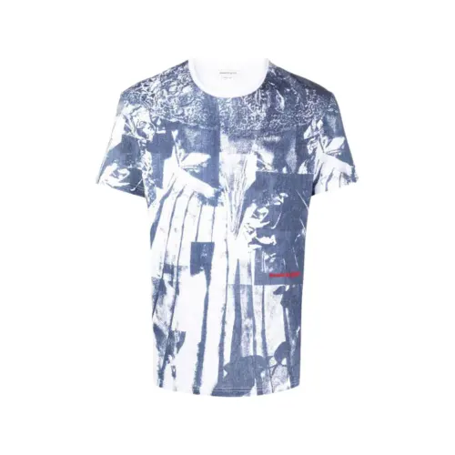 Alexander McQueen Photo with a round collar, white short sleeve T-shirt, with your logo imprint, with embroidery