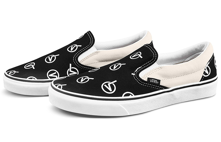 Слипоны Vans slip-on vlogo (черно-белые) — Чёрный / белый — фото 2