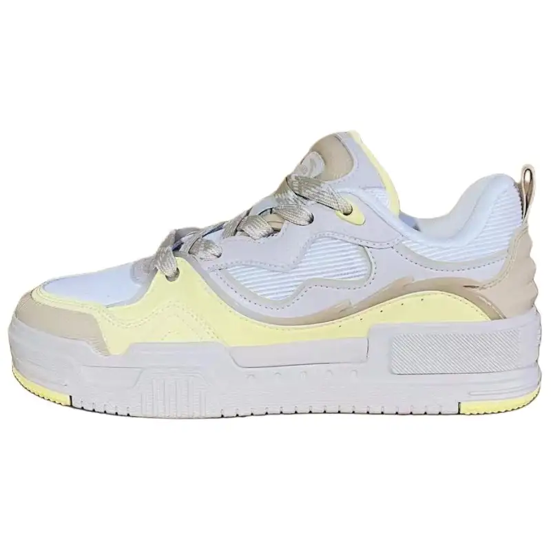 Anta Cushioning, Wear Resistant Low top Skateboard Shoes Women's White Yellow