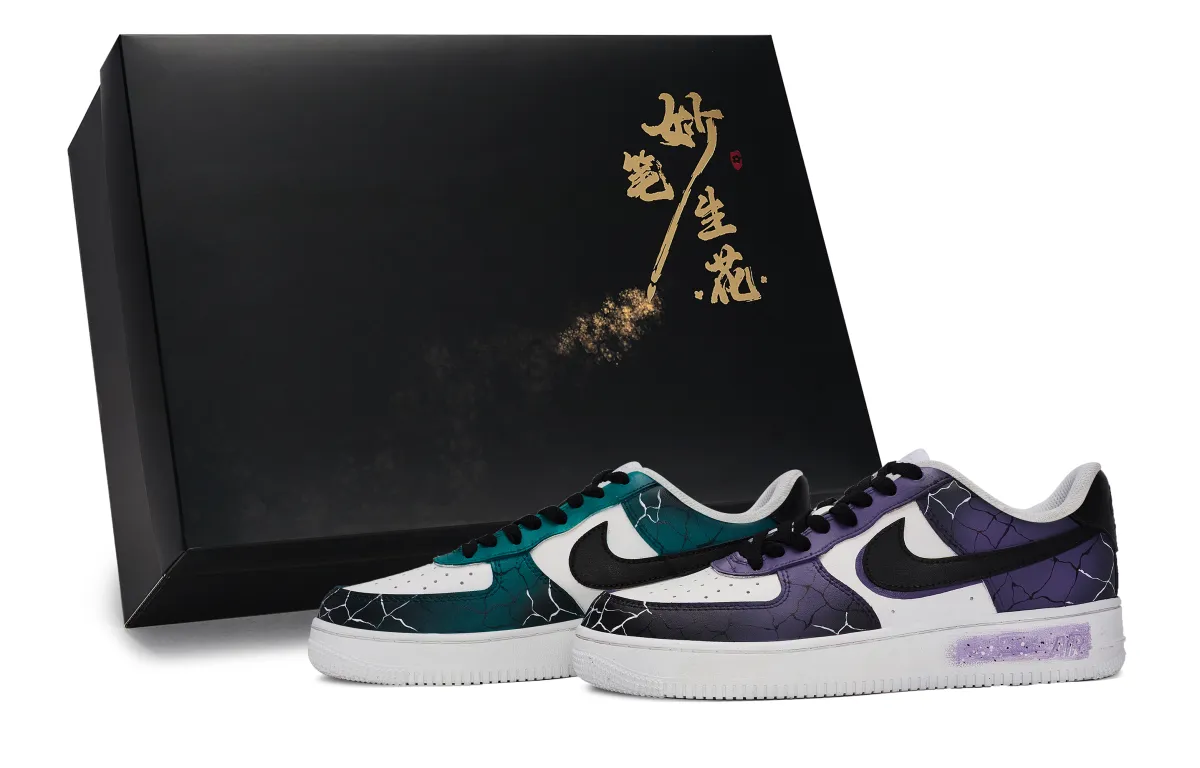 Nike Air Force 1 Skateboard Shoes Unisex Low Top White/Purple/Green