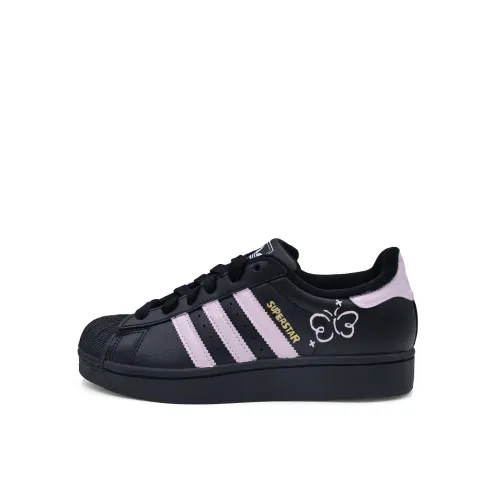 Adidas Originals SUPERSTAR Pink Butterfly Slip Resistant Abrasion Resistant Low top Skateboard Shoes Unisex Black Pink
