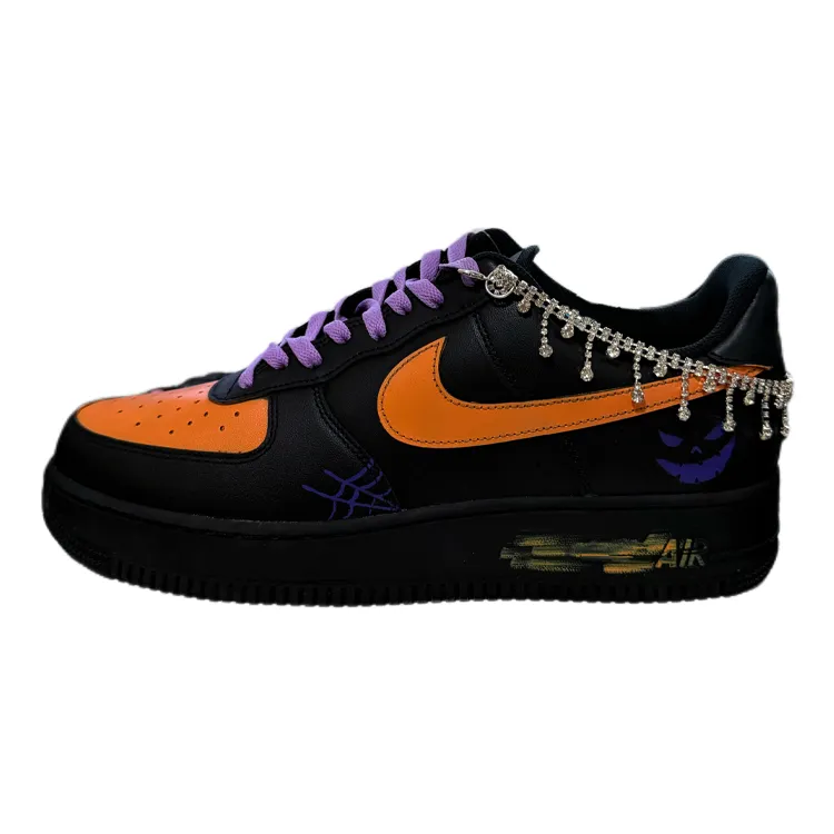 Nike Air Force 1 Low Pumpkin Pie Leather Low top Skateboard Shoes Men's Black Orange