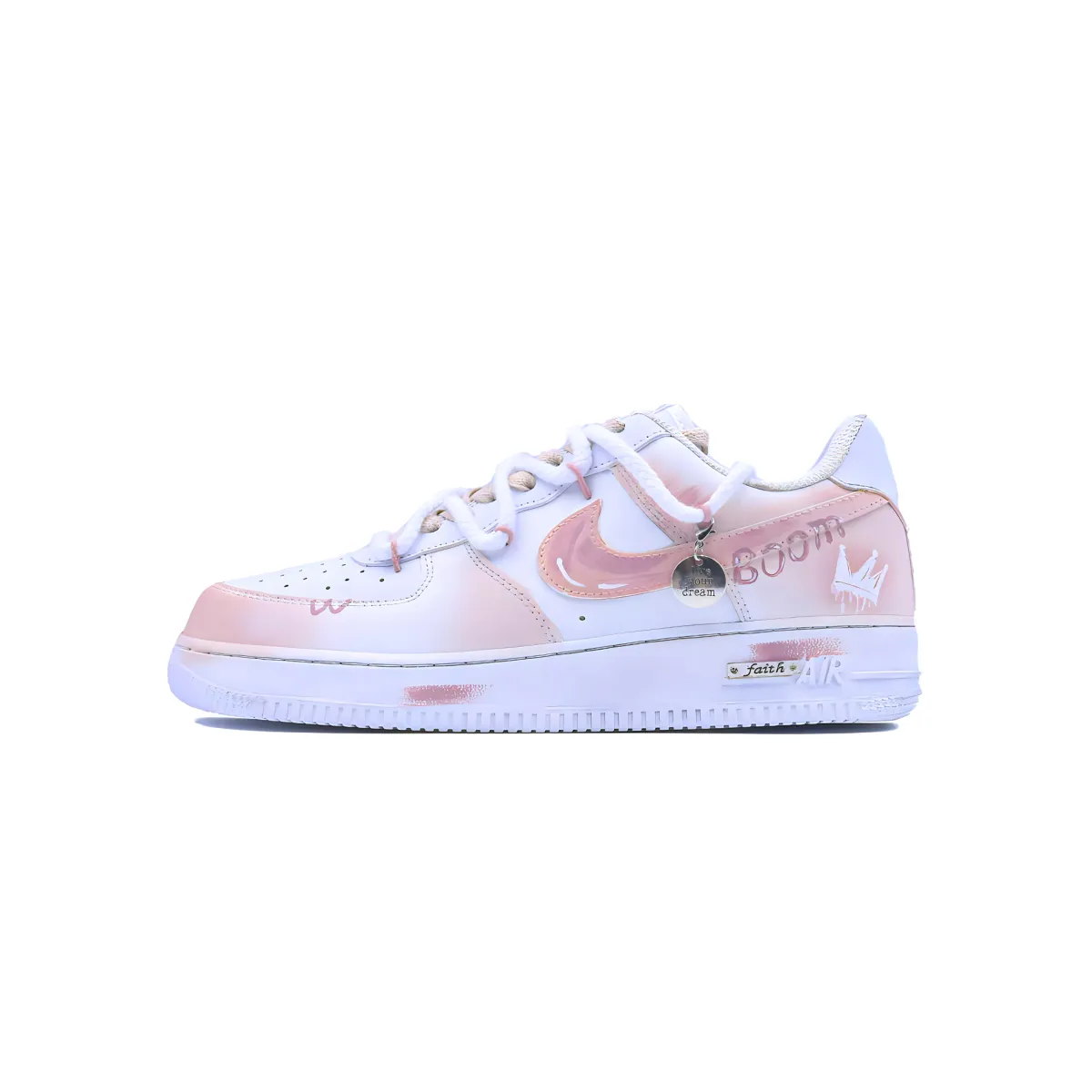 Nike Air Force 1 Cotton Candy Slip Resistant Abrasion Resistant Low top Skateboard Shoes Unisex Dusty Pink