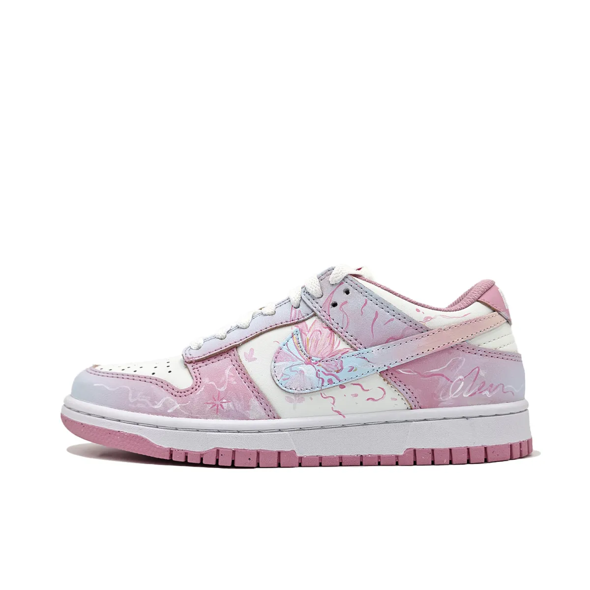 Nike Dunk Butterfly Feather Nichang Abrasion Resistant Low top Skateboard Shoes Women's Pink
