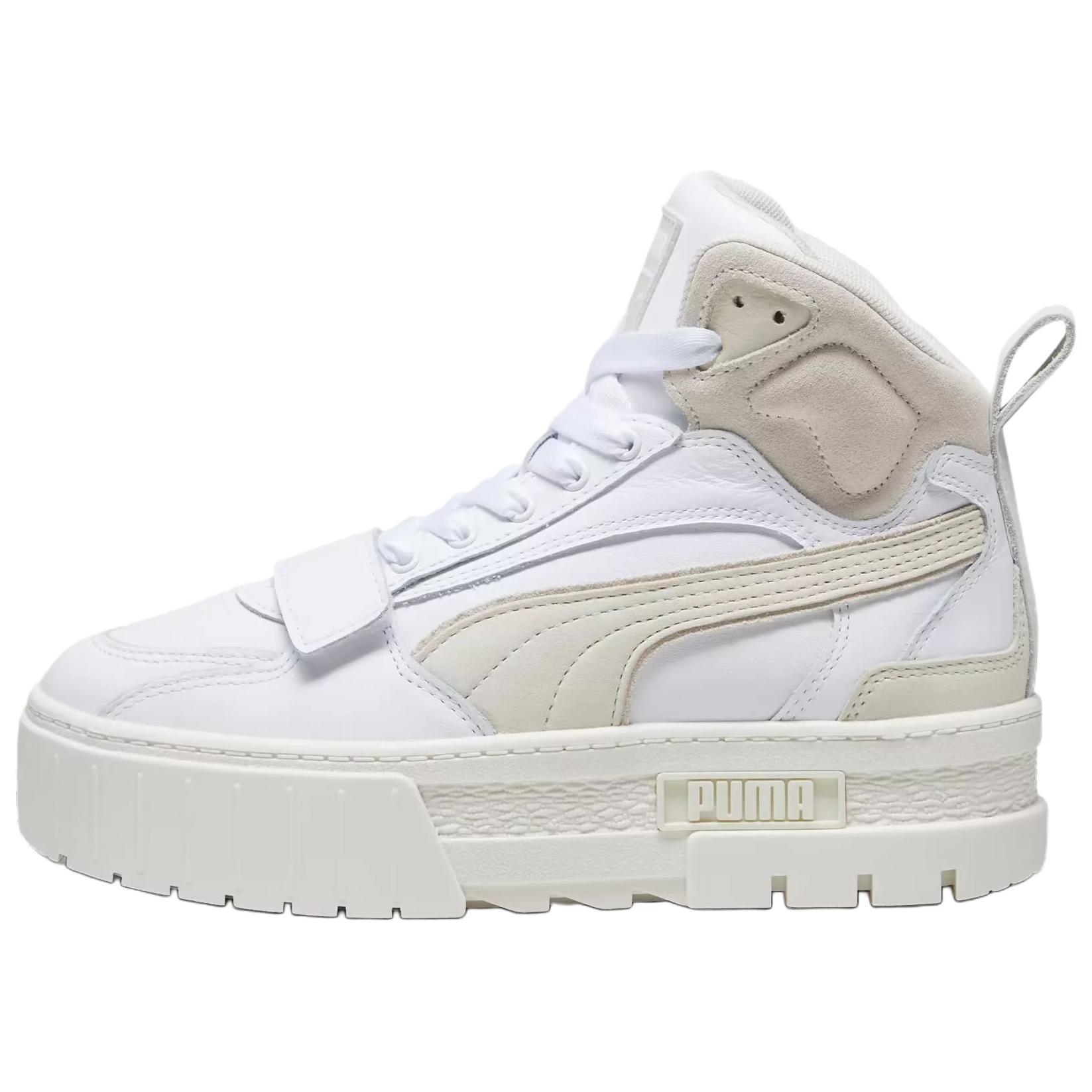 PUMA Mayze Abrasion Resistant Mid top Skateboard Shoes Women's White Beige