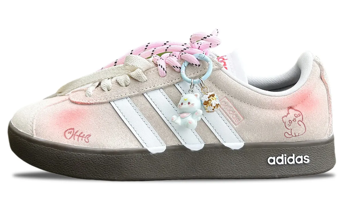Adidas VL COURT 2.0 Abrasion Resistant Breathable Low top Skateboard Shoes Unisex Light Yellow