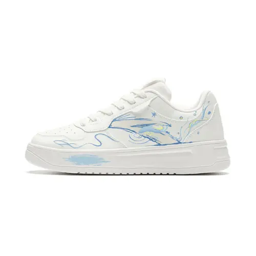 Anta Slip Resistant Abrasion Resistant Low top Skateboard Shoes Unisex White Blue