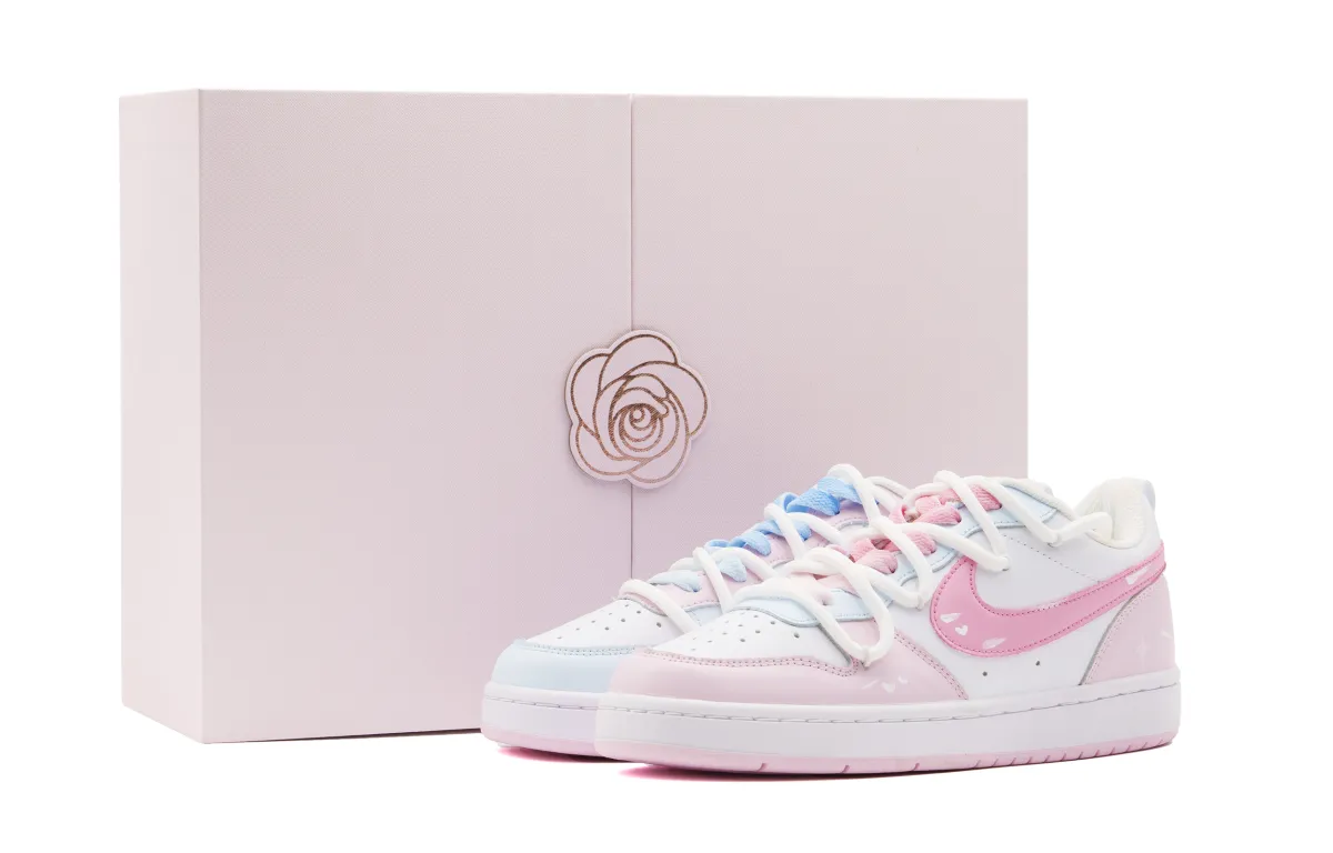 Nike Court Borough Abrasion Resistant Low top Skateboard Shoes Women's Blue Pink