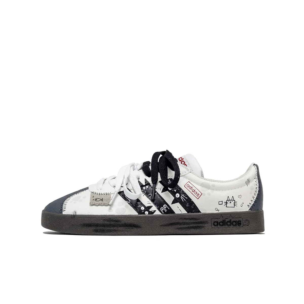 Adidas VL COURT 2.0 Mesh Feel, Playful Slip Resistant Abrasion Resistant Low top Skateboard Shoes Unisex Black White