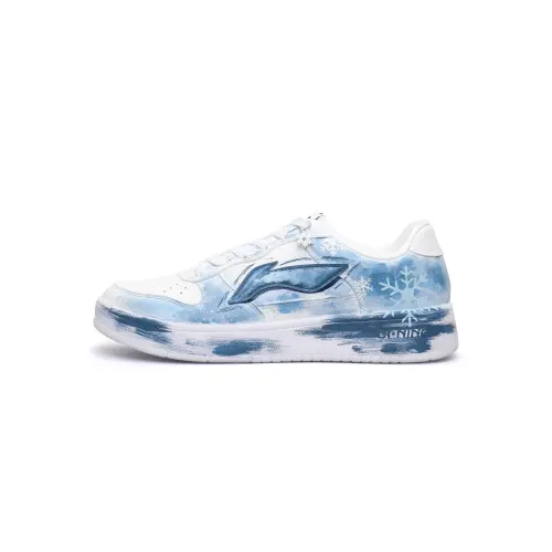 Li Ning Slip Resistant Cushioning Abrasion Resistant Low top Skateboard Shoes Unisex White Blue