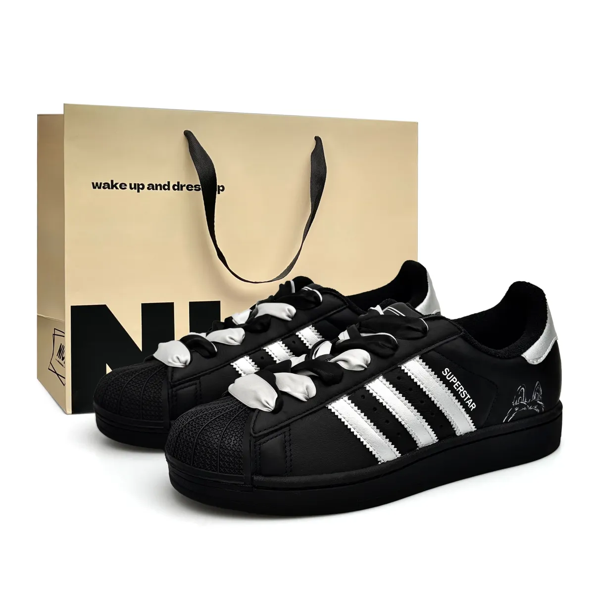 Adidas Originals Superstar 2 Special Shopping Bag Leather Abrasion Resistant Low top Skateboard Shoes Unisex