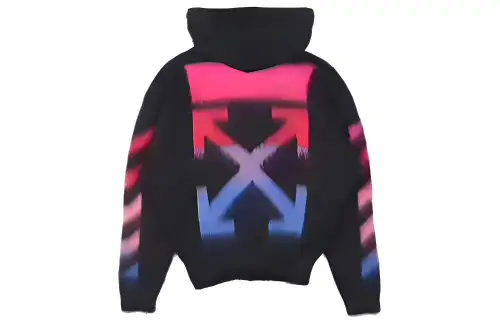 OFF-WHITE Nylon knitted sweater with hood with zipper, black jacket