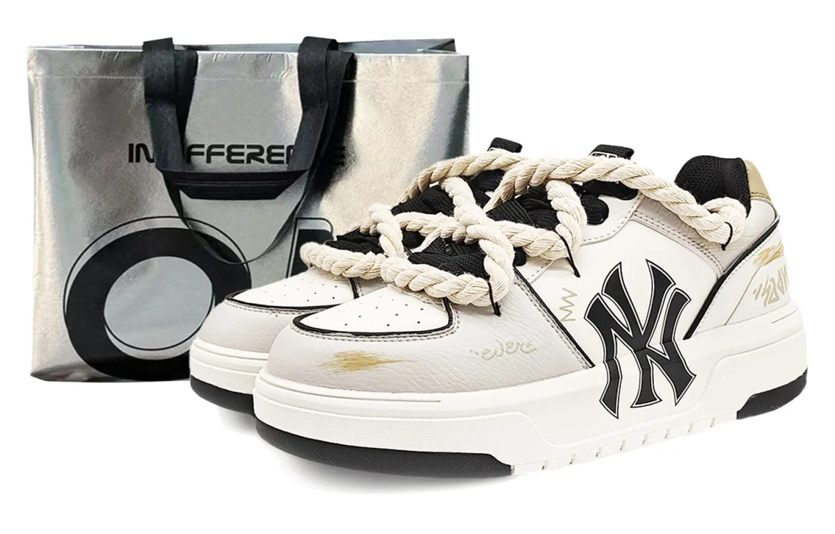 MLB Chunky Liner Abrasion Resistant Abrasion Resistant Low top Skateboard Shoes Unisex White Gray