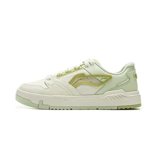 Li Ning COMMOM 80s Slip Resistant, Abrasion Resistant, Breathable Low top Skateboard Shoes Women's Beige White Green