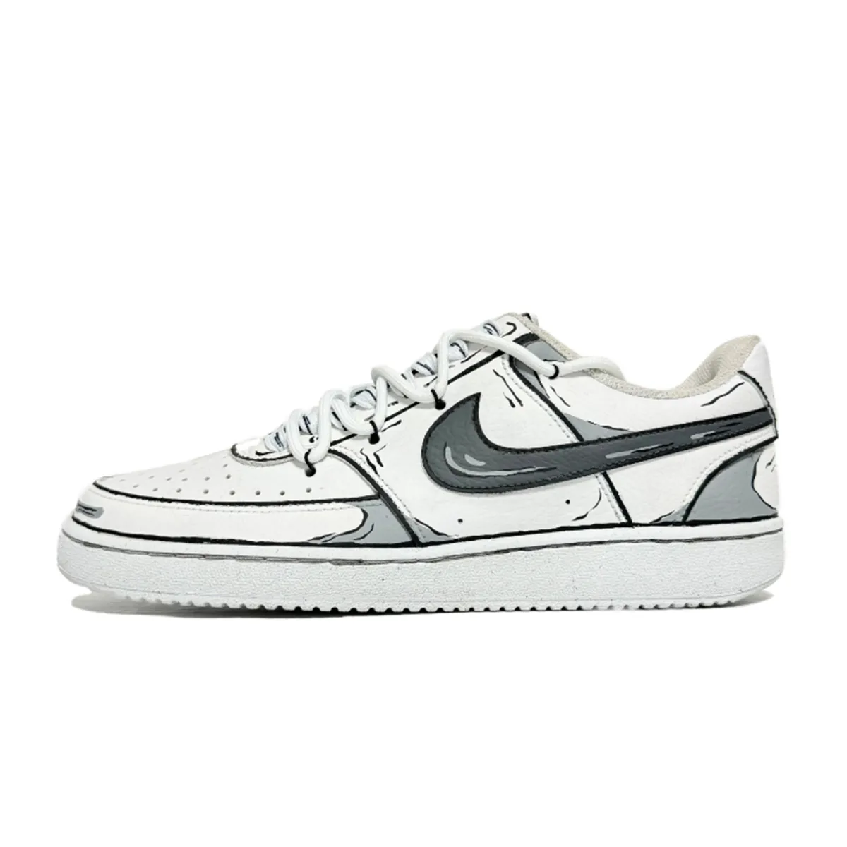 Nike Court Vision 1 Lightweight Breathable Low top Skateboard Shoes Unisex Black White Gray