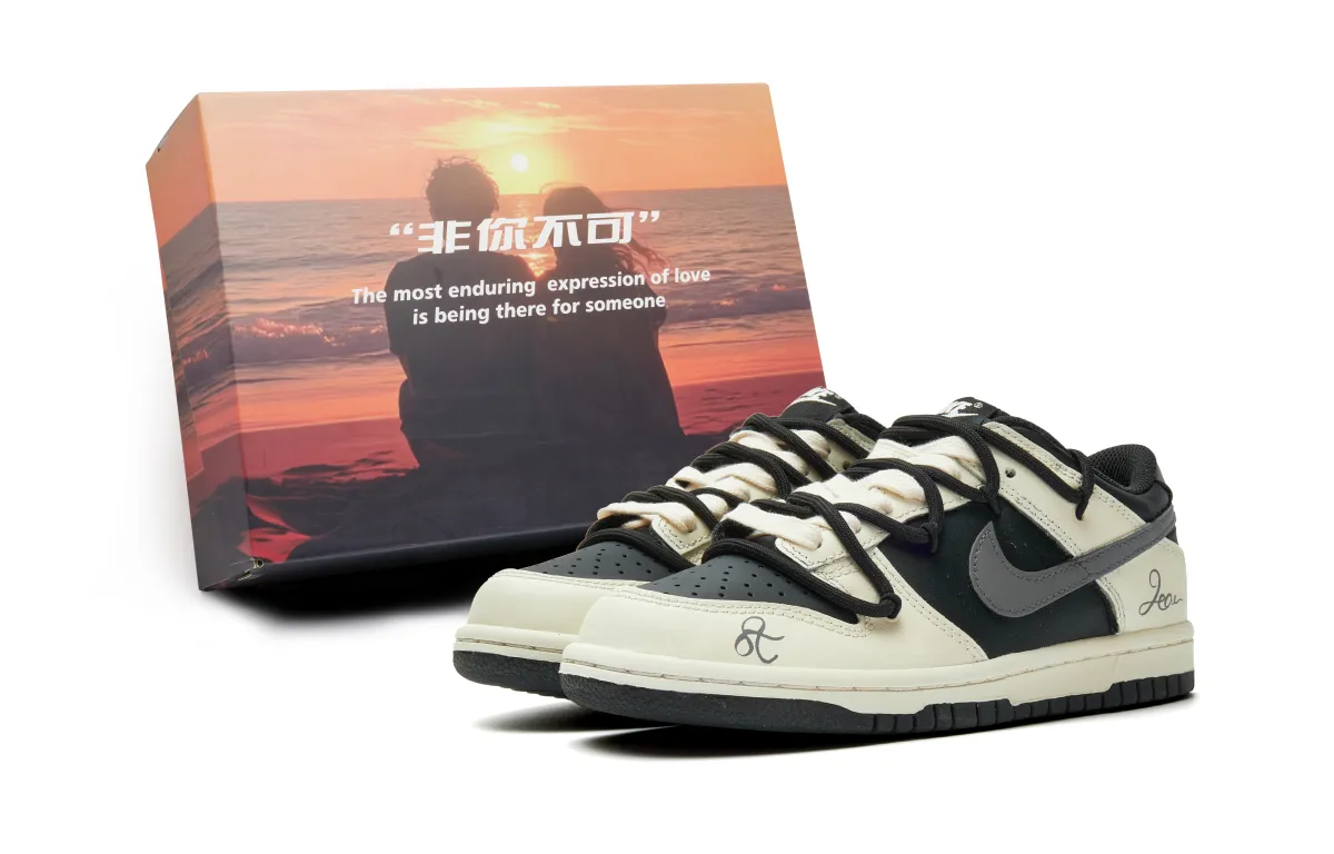 Nike Dunk Abrasion Resistant Low top Skateboard Shoes Unisex Beige Gray Black